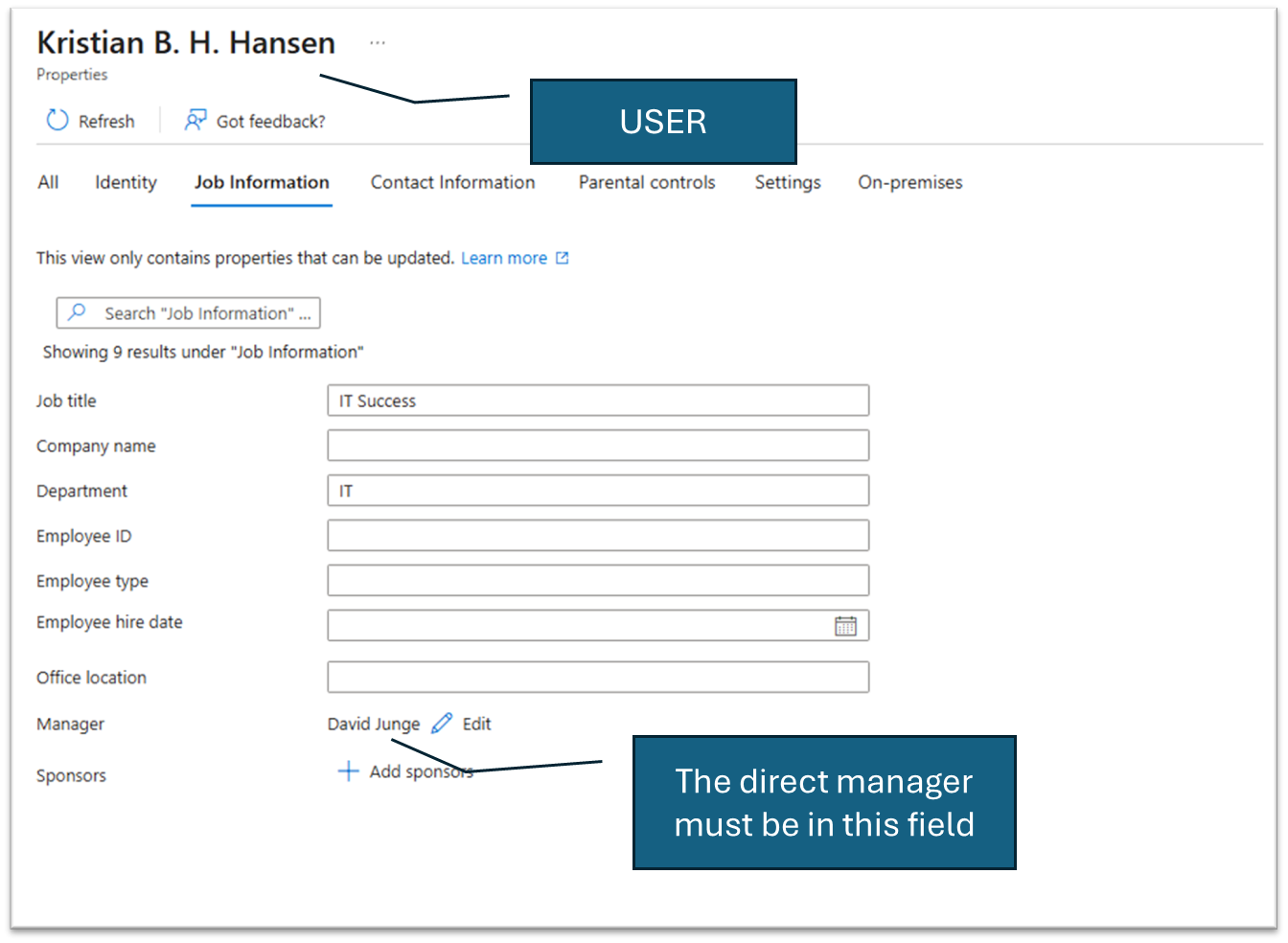 User referance setup